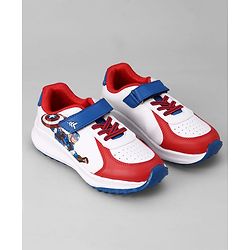 Pine Kids Marvel Velcro Closure Sneaker Shoes With Superman Graphic - White & Red