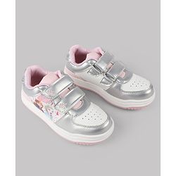 Pine Kids Disney Velcro Closure Casual Shoes With Disney Frozen Princesses Graphic - Silver