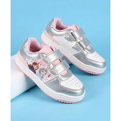 Pine Kids Disney Velcro Closure Casual Shoes With Disney Frozen Princesses Graphic - Silver