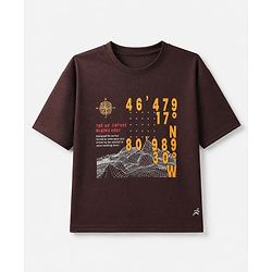 Pine Active Knit Drop Shoulder Half Sleeves T-Shirt - Brown