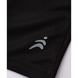 Pine Active Knit Drop Shoulder Half Sleeves T-Shirt With Text Print - Black