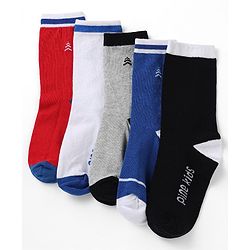 Pine Kids Cotton Mix Knit Socks With Pine Kids Text & Ankle Length Pack Of 5 In Blue