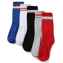 Pine Kids Knit Solid Socks Pack of 5 in Blue
