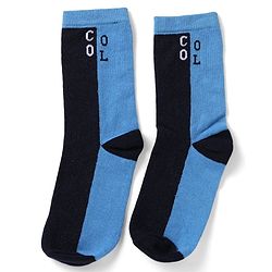 Pine Kids Cotton Mix Knit Calf Length Socks with Play & Cool Text Pack of 3 In Blue