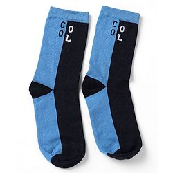 Pine Kids Cotton Mix Knit Calf Length Socks with Play & Cool Text Pack of 3 In Blue