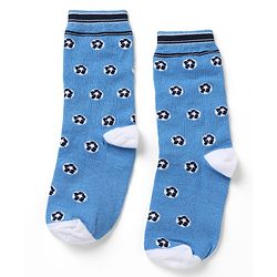 Pine Kids Cotton Mix Knit Calf Length Socks with Play & Cool Text Pack of 3 In Blue