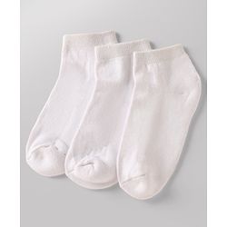 Pine Kids Cotton Knit Ankle Length Solid Socks Set Of 3 - White