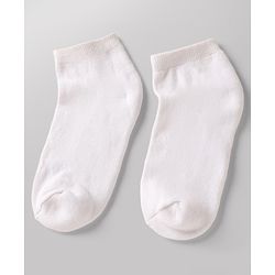 Pine Kids Cotton Knit Ankle Length Solid Socks Set Of 3 - White