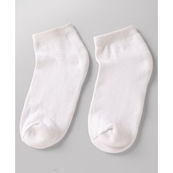 Pine Kids Cotton Knit Ankle Length Solid Socks Set Of 3 - White