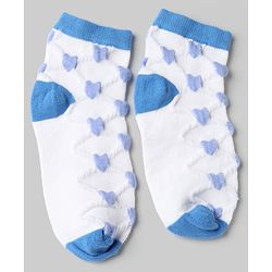 Pine Kids Cotton Knit Ankle Length Socks With Heart Design Pack of 5 - Orange, Red, Blue, Yellow & Green