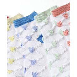 Pine Kids Cotton Knit Ankle Length Socks With Heart Design Pack of 5 - Orange, Red, Blue, Yellow & Green