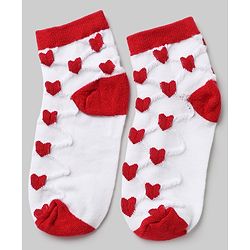 Pine Kids Cotton Knit Ankle Length Socks With Heart Design Pack of 5 - Orange, Red, Blue, Yellow & Green