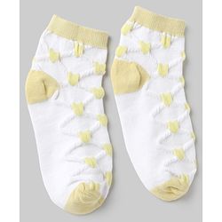 Pine Kids Cotton Knit Ankle Length Socks With Heart Design Pack of 5 - Orange, Red, Blue, Yellow & Green