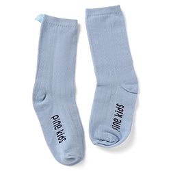 Pine Kids Cotton Mix Below Mid-Calf Length Socks with Pine Kids Text & Lace Detailing in Blue & Black Pack of 3