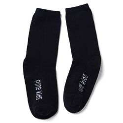 Pine Kids Cotton Mix Below Mid-Calf Length Socks with Pine Kids Text & Lace Detailing in Blue & Black Pack of 3