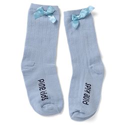Pine Kids Cotton Mix Below Mid-Calf Length Socks with Pine Kids Text & Lace Detailing in Blue & Black Pack of 3