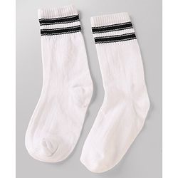 Pine Kids Cotton Knit Ankle Length Striped Socks Set Of 3 - White & Black