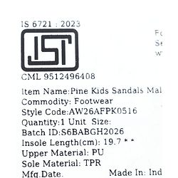 Pine Kids PU Velcro Sandals - Black