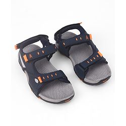 Pine Kids PU Velcro Closure Sandals with Logo Print - Blue