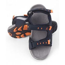 Pine Kids PU Velcro Closure Sandals with Logo Print - Blue