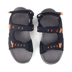 Pine Kids PU Velcro Closure Sandals with Logo Print - Blue