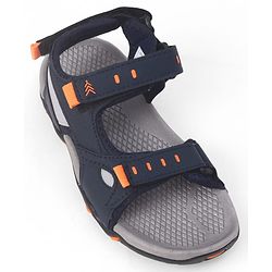 Pine Kids PU Velcro Closure Sandals with Logo Print - Blue
