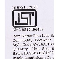 Pine Kids PU Velcro Closure Sandals with Logo Print - Blue