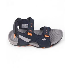 Pine Kids PU Velcro Closure Sandals with Logo Print - Blue
