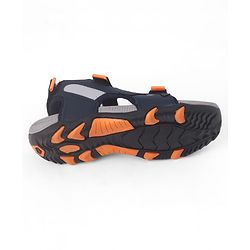 Pine Kids PU Velcro Closure Sandals with Logo Print - Blue