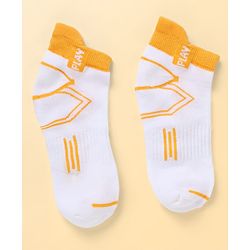 Pine Kids Knit Ankle Length Socks Chill Play & Fun Text in White Pack of 3
