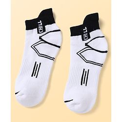 Pine Kids Knit Ankle Length Socks Chill Play & Fun Text in White Pack of 3