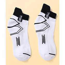 Pine Kids Knit Ankle Length Socks Chill Play & Fun Text in White Pack of 3