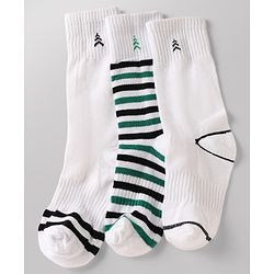 Pine Kids Cotton Knit Ankle Length Striped Socks Set Of 3 - White & Black