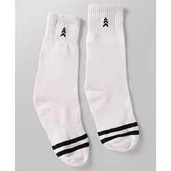 Pine Kids Cotton Knit Ankle Length Striped Socks Set Of 3 - White & Black