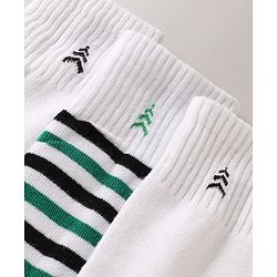 Pine Kids Cotton Knit Ankle Length Striped Socks Set Of 3 - White & Black
