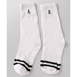 Pine Kids Cotton Knit Ankle Length Striped Socks Set Of 3 - White & Black