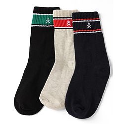 Pine Kids Cotton Knit Ankle Length Socks Set Of 3 - Black & White
