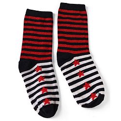 Pine Kids Cotton Knit Ankle Length Striped Socks With Star Print Set Of 5 - Black, Red & Grey