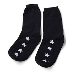 Pine Kids Cotton Knit Ankle Length Striped Socks With Star Print Set Of 5 - Black, Red & Grey