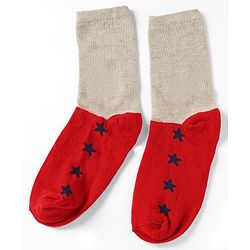 Pine Kids Cotton Knit Ankle Length Striped Socks With Star Print Set Of 5 - Black, Red & Grey