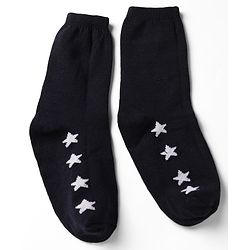 Pine Kids Cotton Knit Ankle Length Striped Socks With Star Print Set Of 5 - Black, Red & Grey