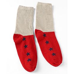 Pine Kids Cotton Knit Ankle Length Striped Socks With Star Print Set Of 5 - Black, Red & Grey