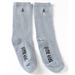 Pine Kids Cotton Knit Below Knee Length Socks With Logo Design Set Of 3 - Black, Grey & Cream
