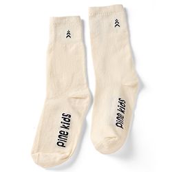 Pine Kids Cotton Knit Below Knee Length Socks With Logo Design Set Of 3 - Black, Grey & Cream