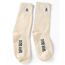 Pine Kids Cotton Knit Below Knee Length Socks With Logo Design Set Of 3 - Black, Grey & Cream