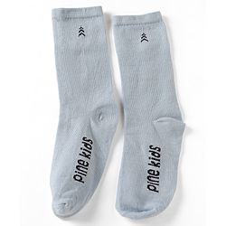 Pine Kids Cotton Knit Below Knee Length Socks With Logo Design Set Of 3 - Black, Grey & Cream