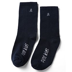 Pine Kids Cotton Knit Below Knee Length Socks With Logo Design Set Of 3 - Black, Grey & Cream