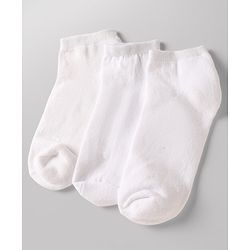 Pine Kids Cotton Nylon Knit Ankle Length Solid Socks Set of 3 - White