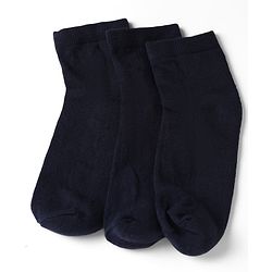 Pine Kids Cotton Knit Ankle Length Solid Socks Set of 3 - Black