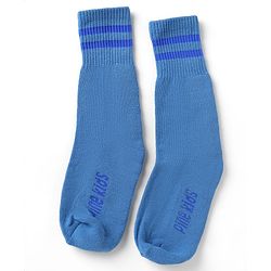 Pine Kids Cotton Nylon Spandex Mid-Calf Length Socks with Stripes & Pine Kids Text Pack of 3 - Green Blue Light Grey